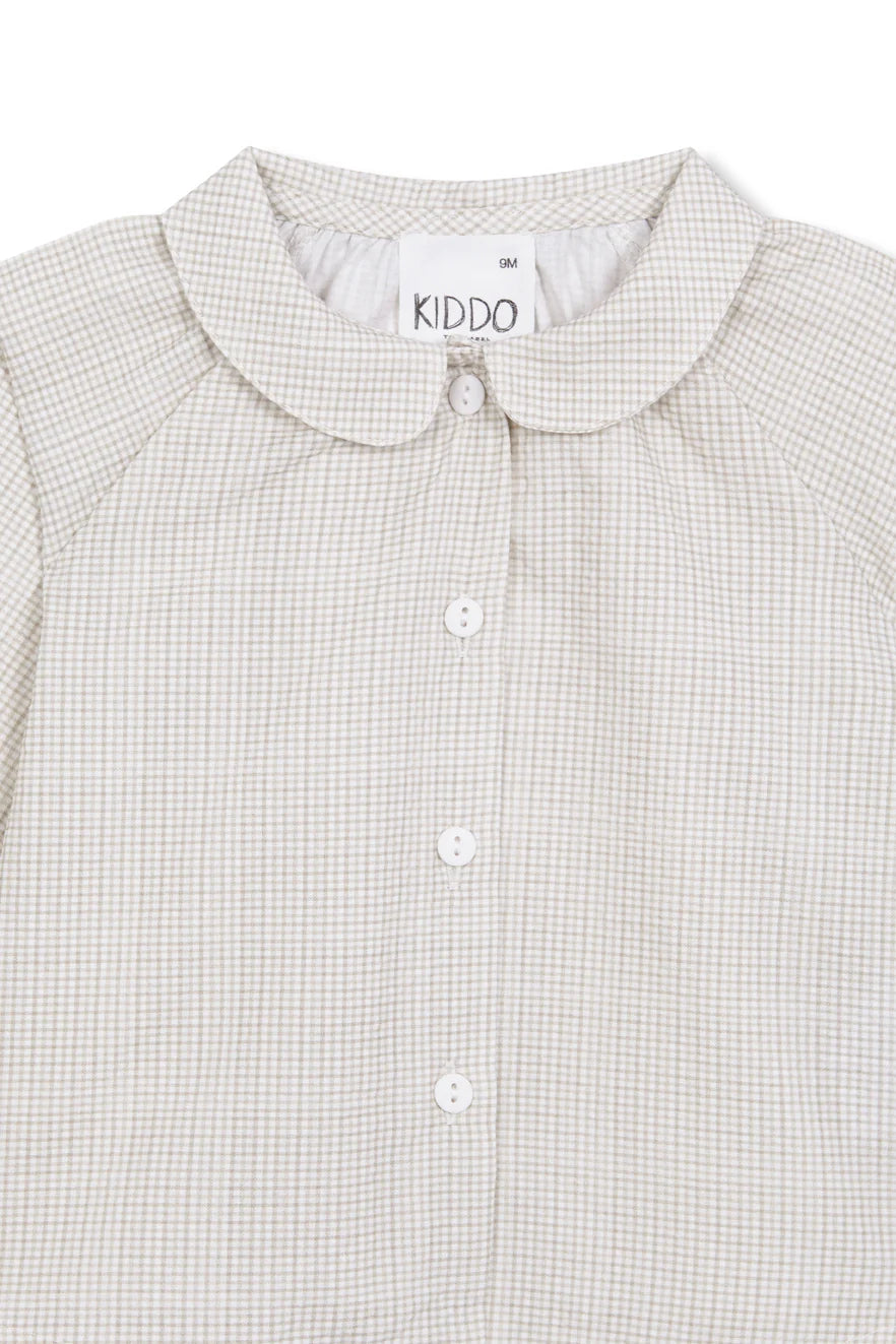 Beige Vichy Baby Collar Shirt