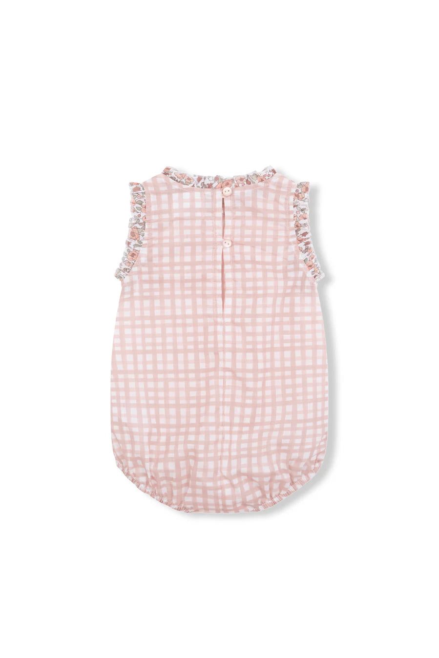 Pink Vichy Romper & Pink Flowers