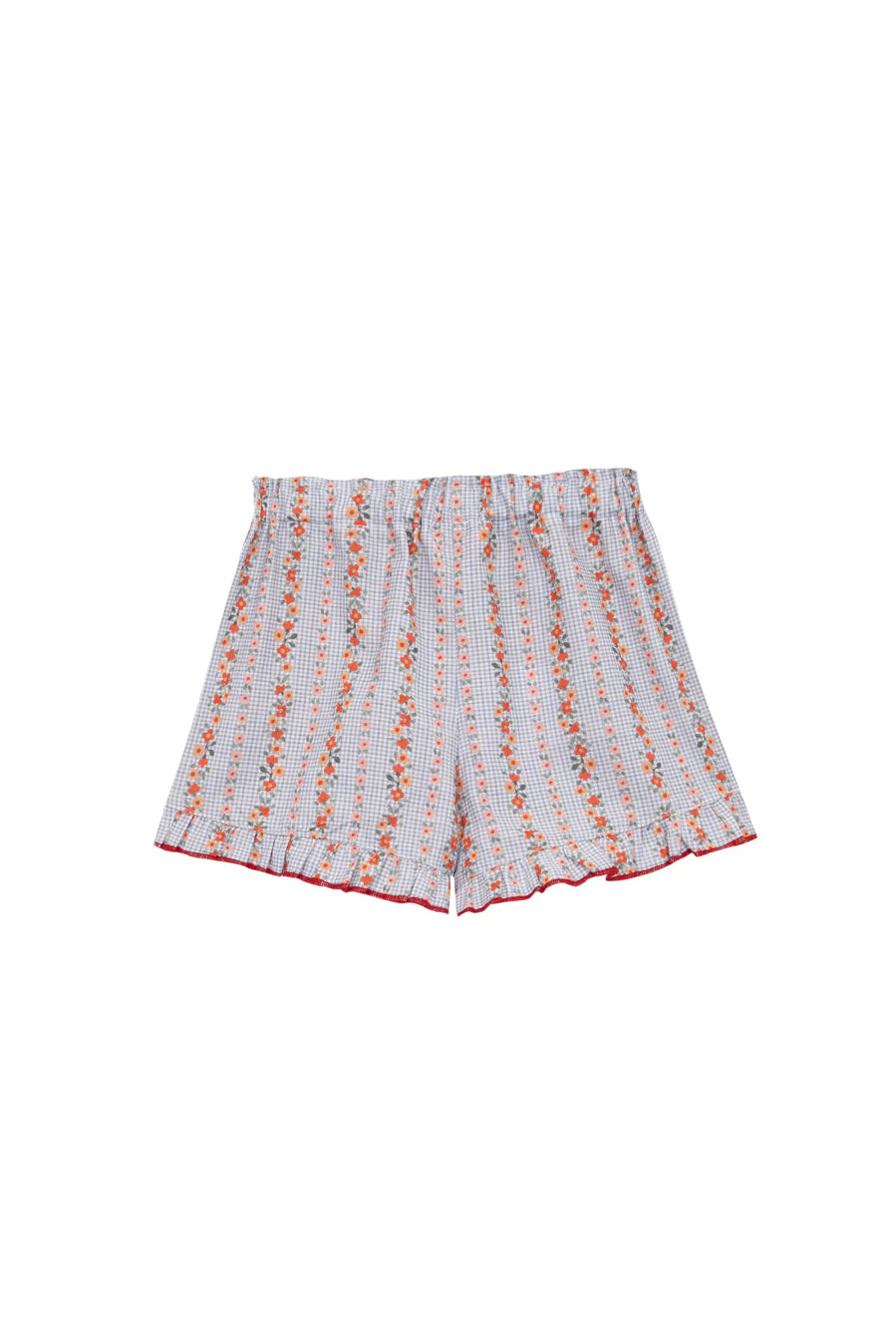 Short Vichy Azul & Flores Rojas
