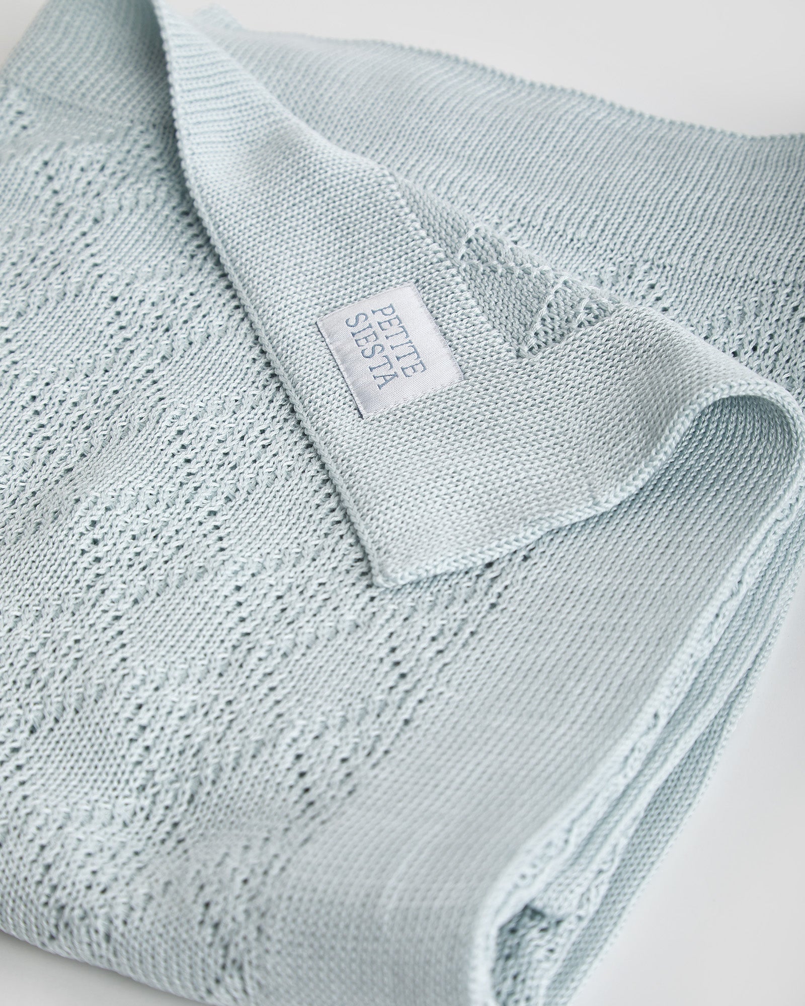 Manta Perlé Algodón Azul