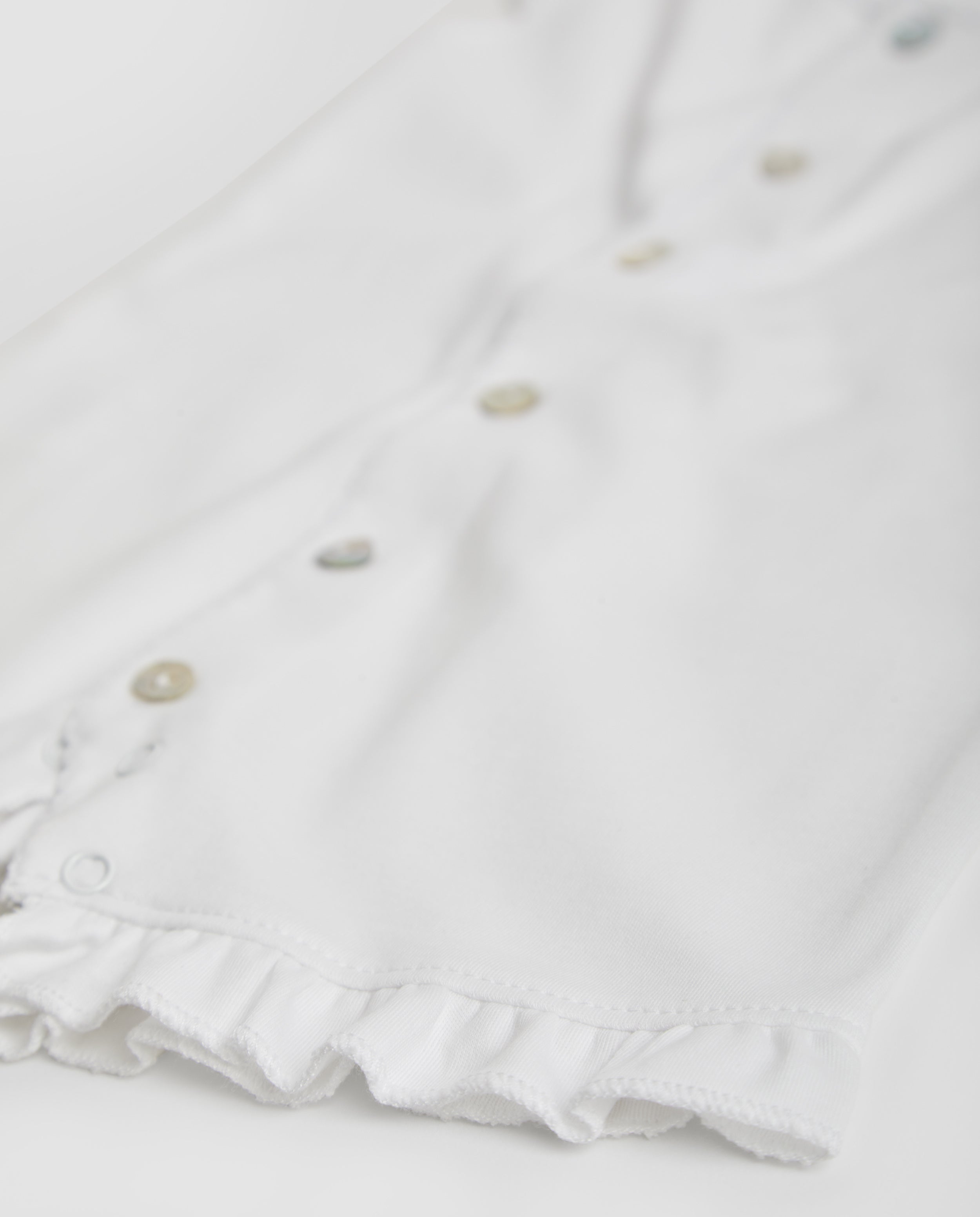White Short Embroidered Strip Baby Pajamas