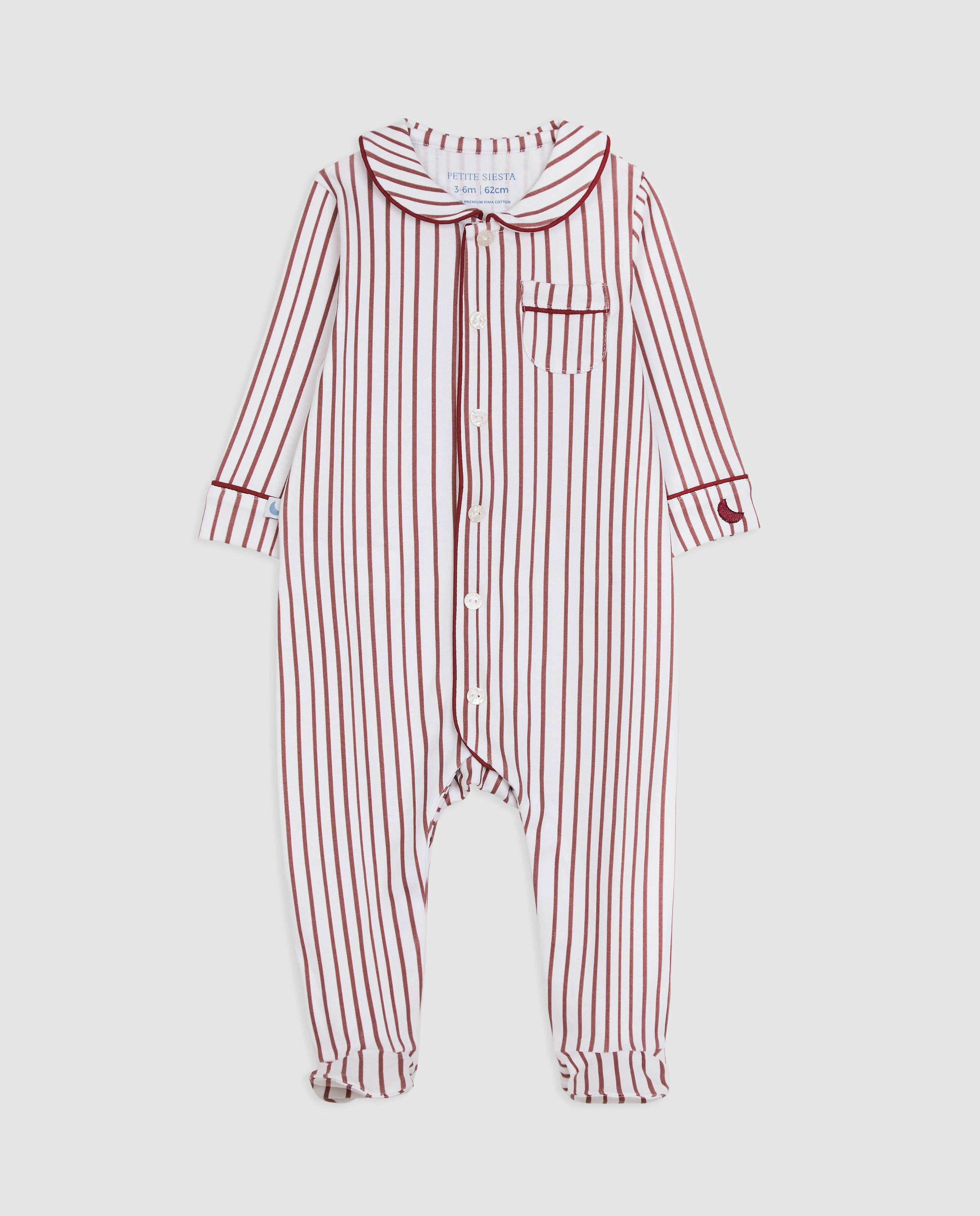 Burgundy Striped Baby Shirt Pajamas