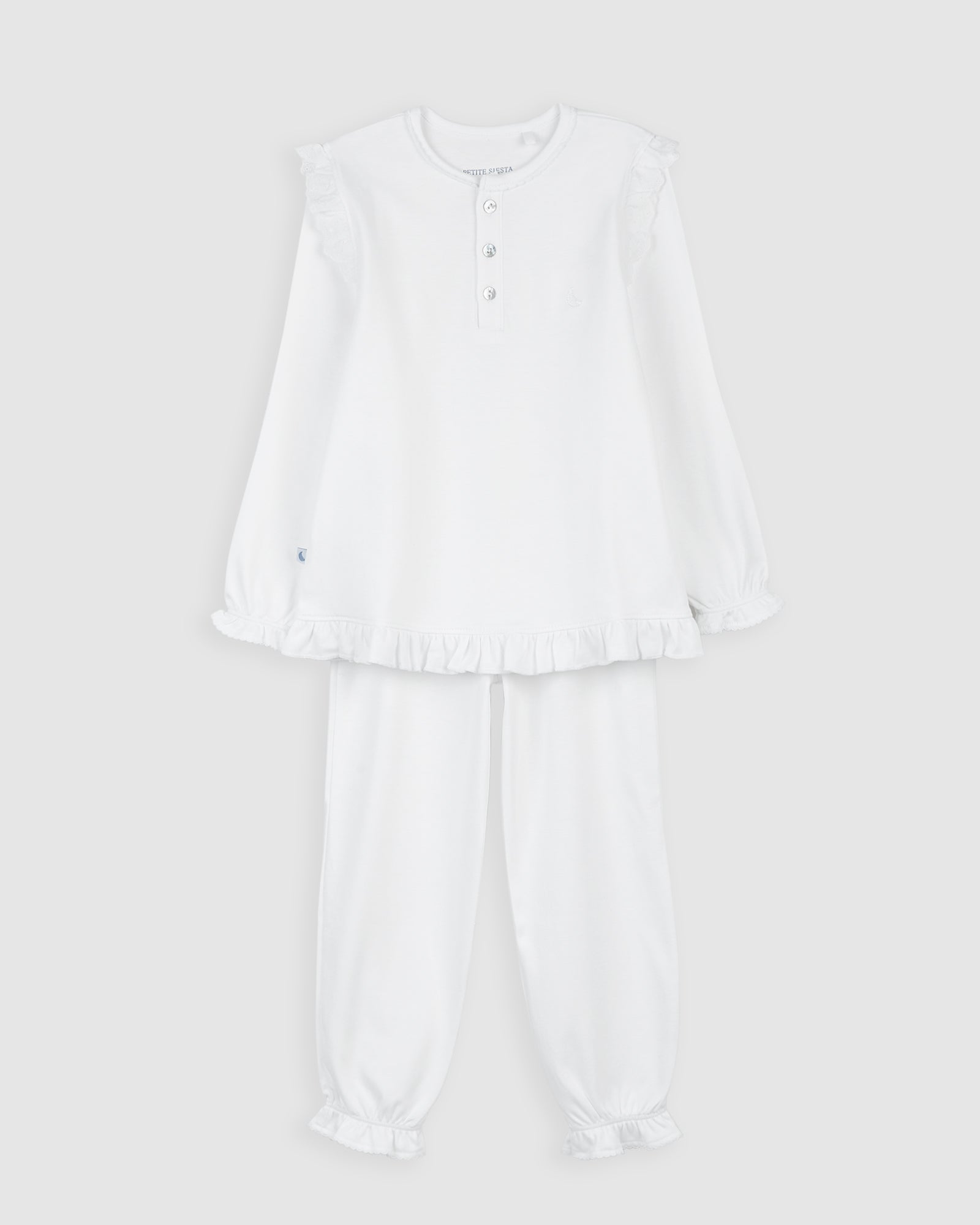 Kids Pajamas Ruffles Embroidered Strip