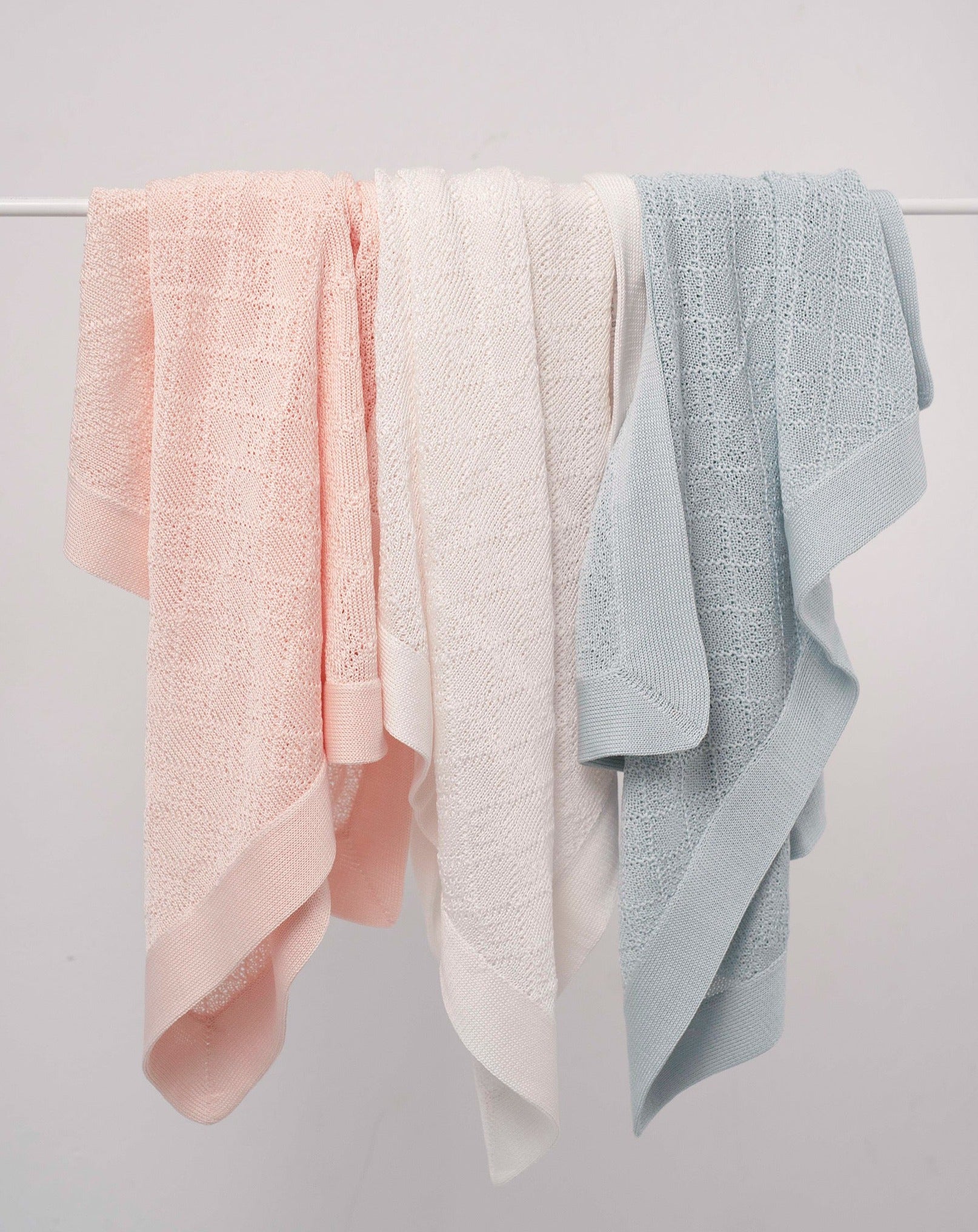 Manta Perlé Algodón Azul