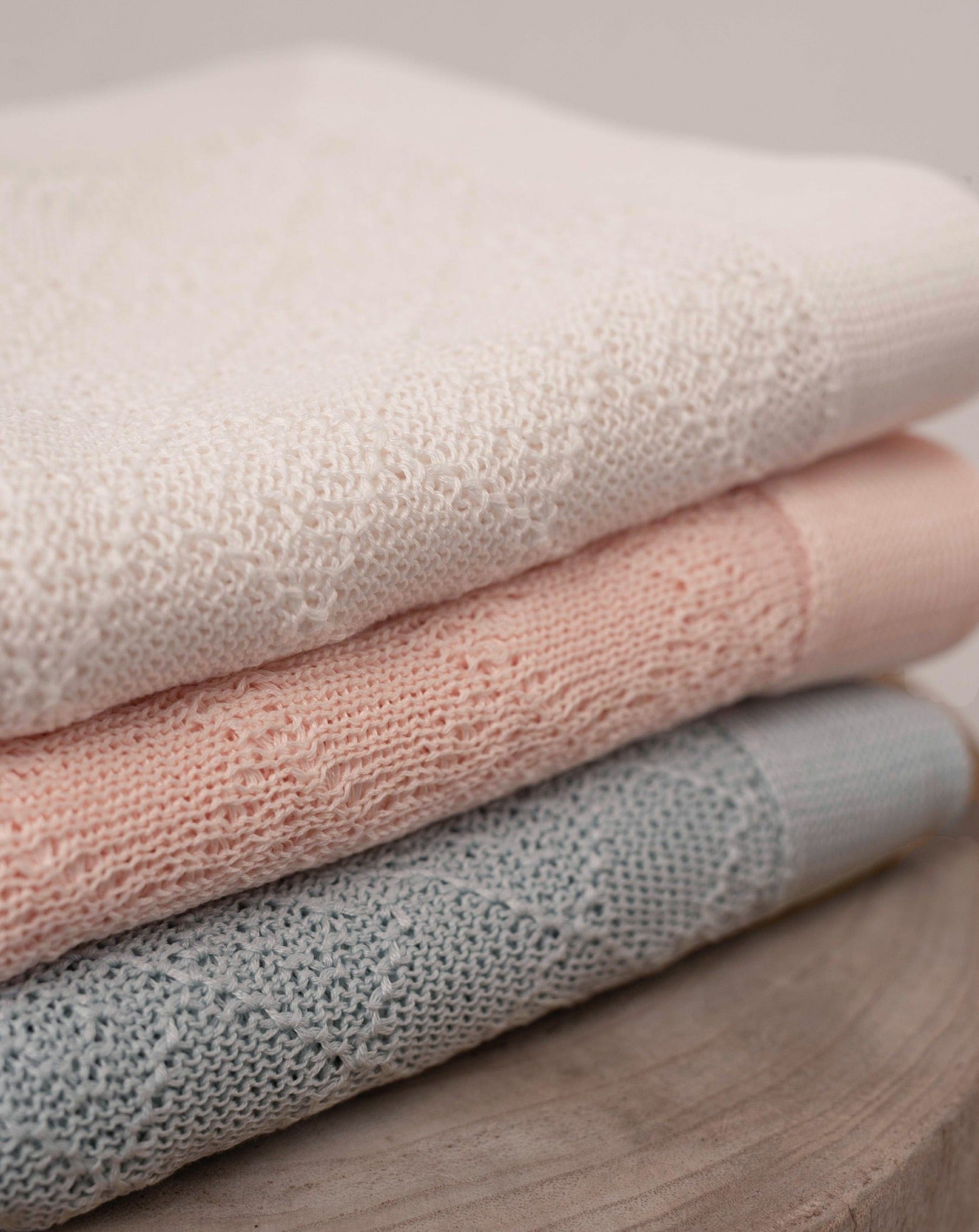 Manta Perlé Algodón Azul