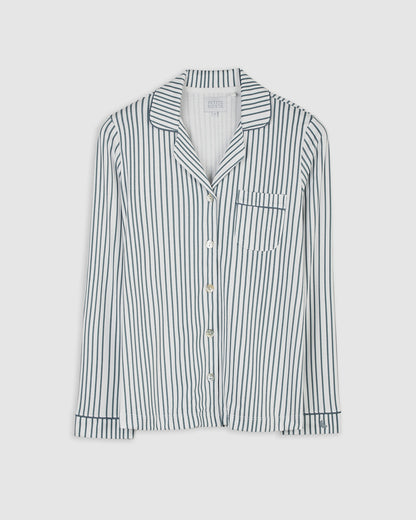 Pyjama chemise à rayures bleu foncé pour femme