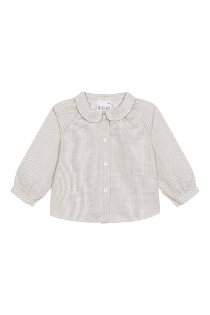 Beige Vichy Baby Collar Shirt
