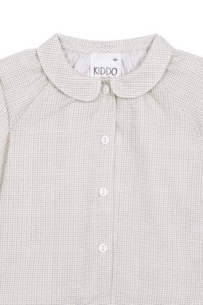 Beige Vichy Baby Collar Shirt