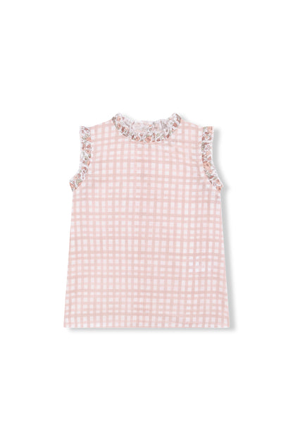 Blusa Vichy Rosa y Flores