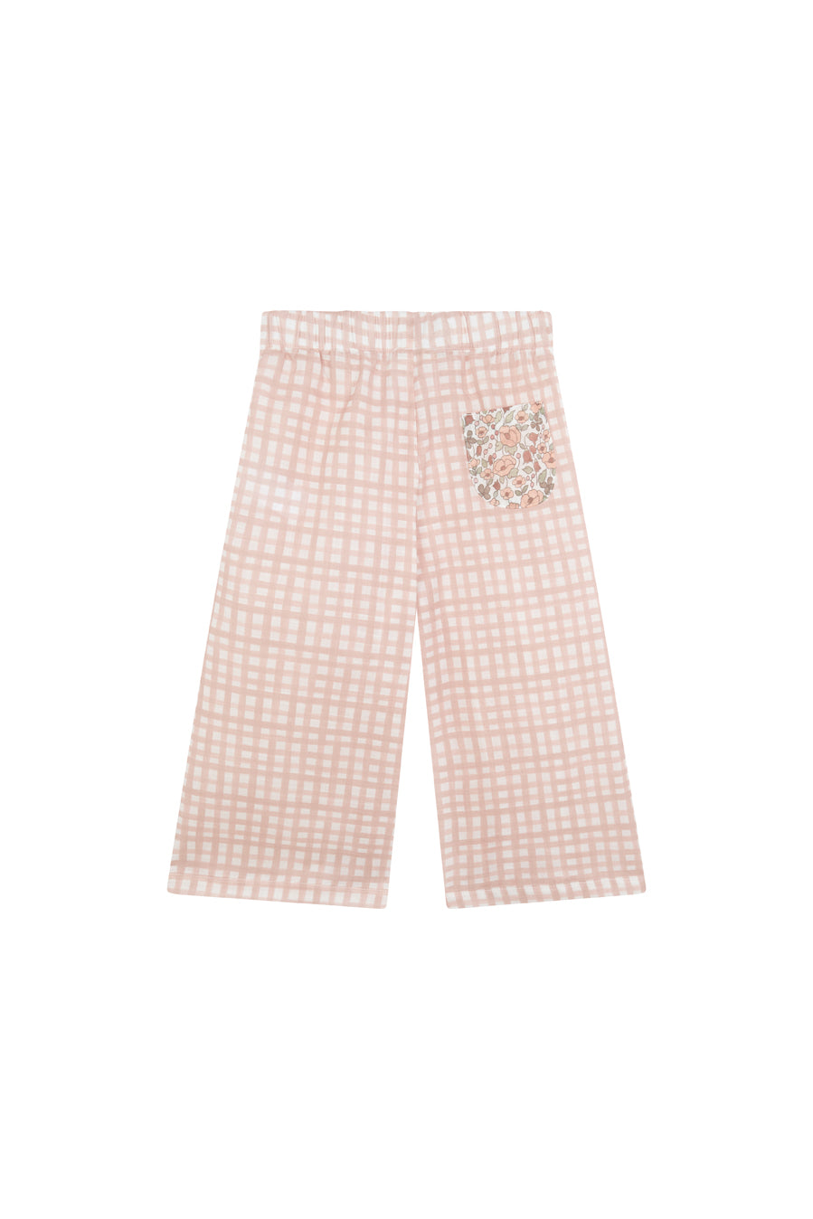 Long Pants for Girls in Pink Vichy &amp;amp; Flowers