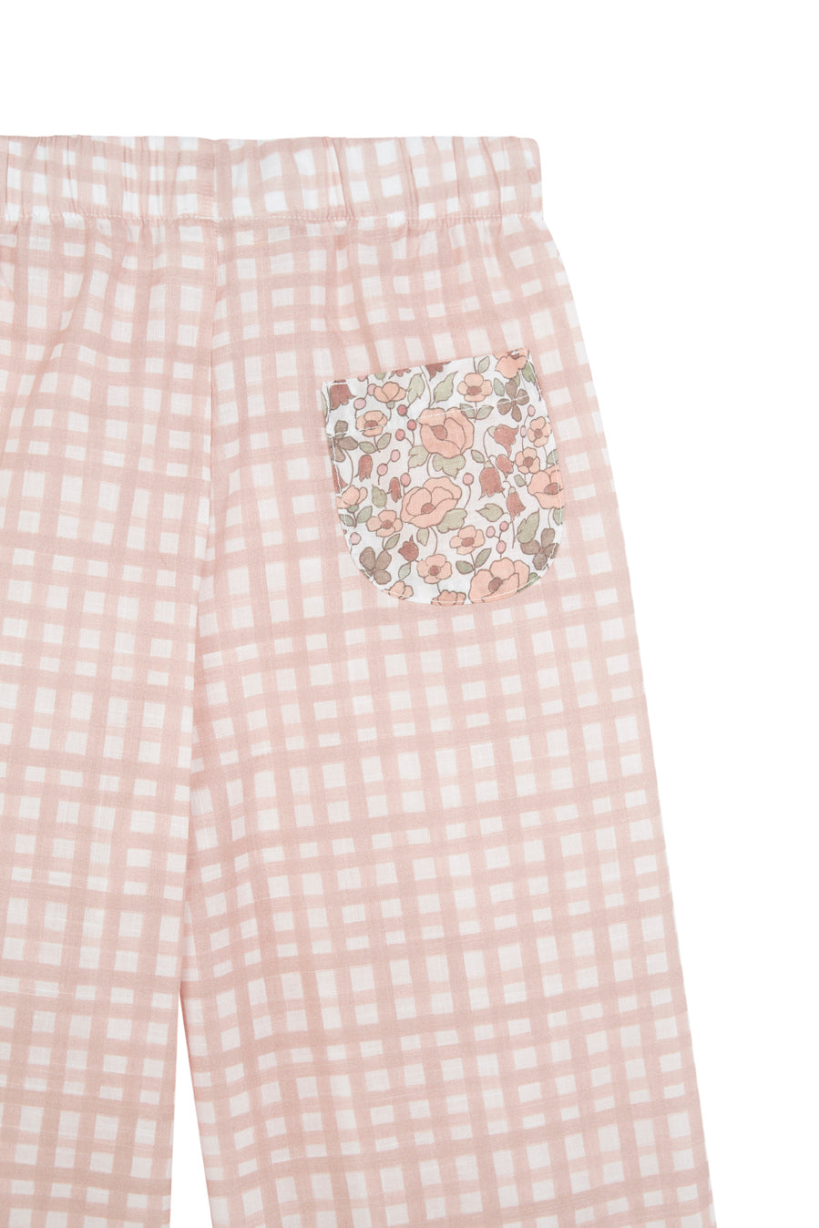 Long Pants for Girls in Pink Vichy &amp;amp; Flowers