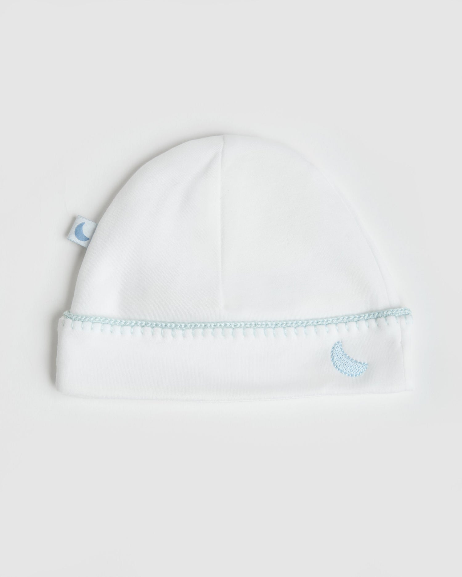 Gorrito Bebé Blanco Crochet Azul