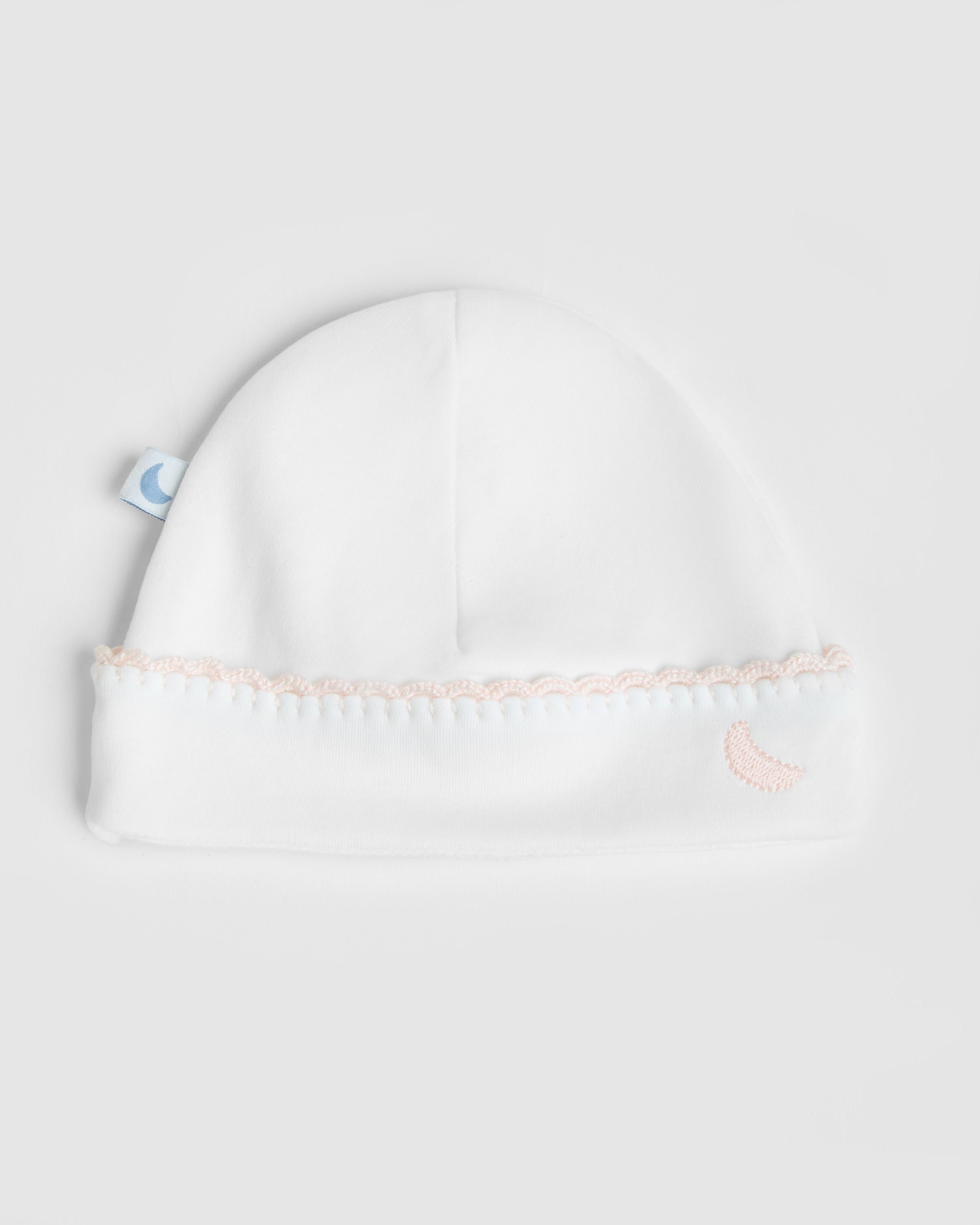 Gorrito Bebé Blanco Crochet Rosa
