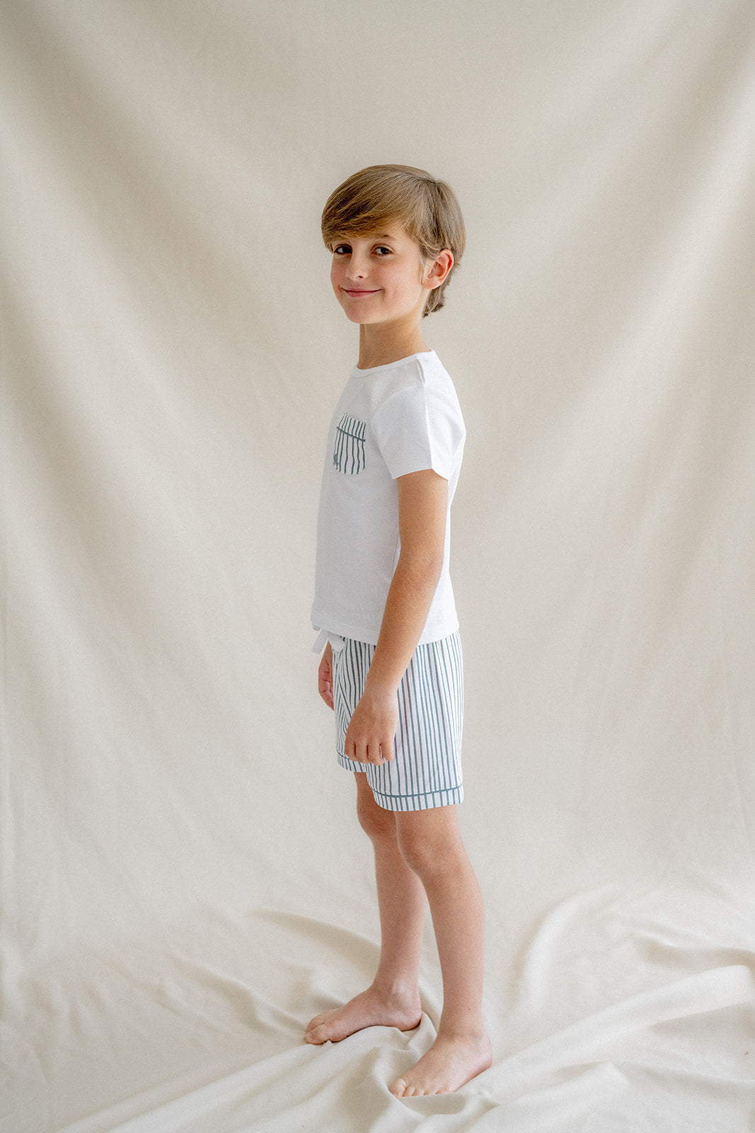 Pijama Kids Rayas Deep Blue Corto