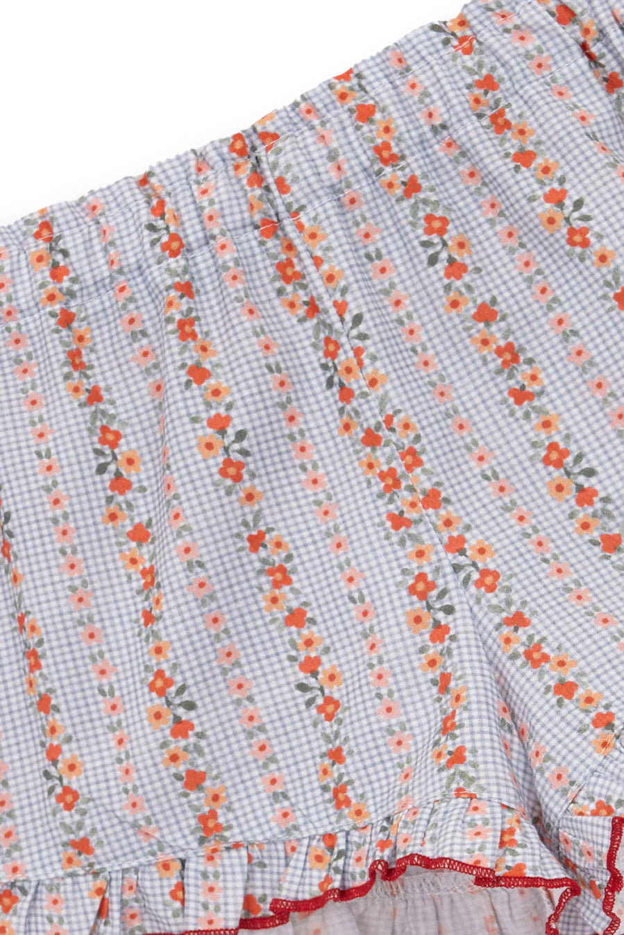 Short Vichy Azul &amp; Flores Rojas