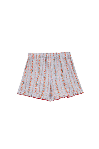Short Vichy Azul &amp; Flores Rojas