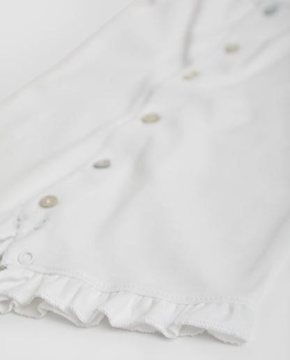 White Short Embroidered Strip Baby Pajamas