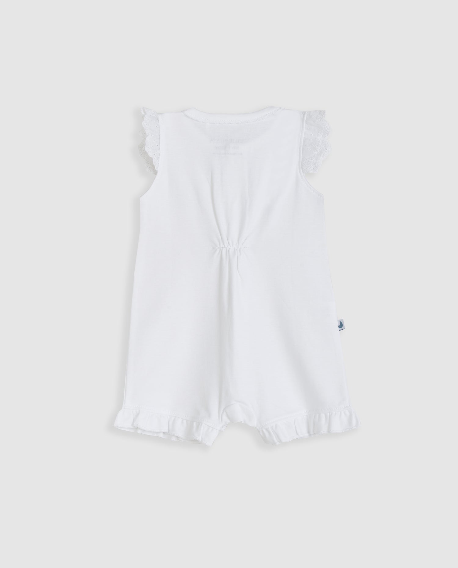 White Short Embroidered Strip Baby Pajamas