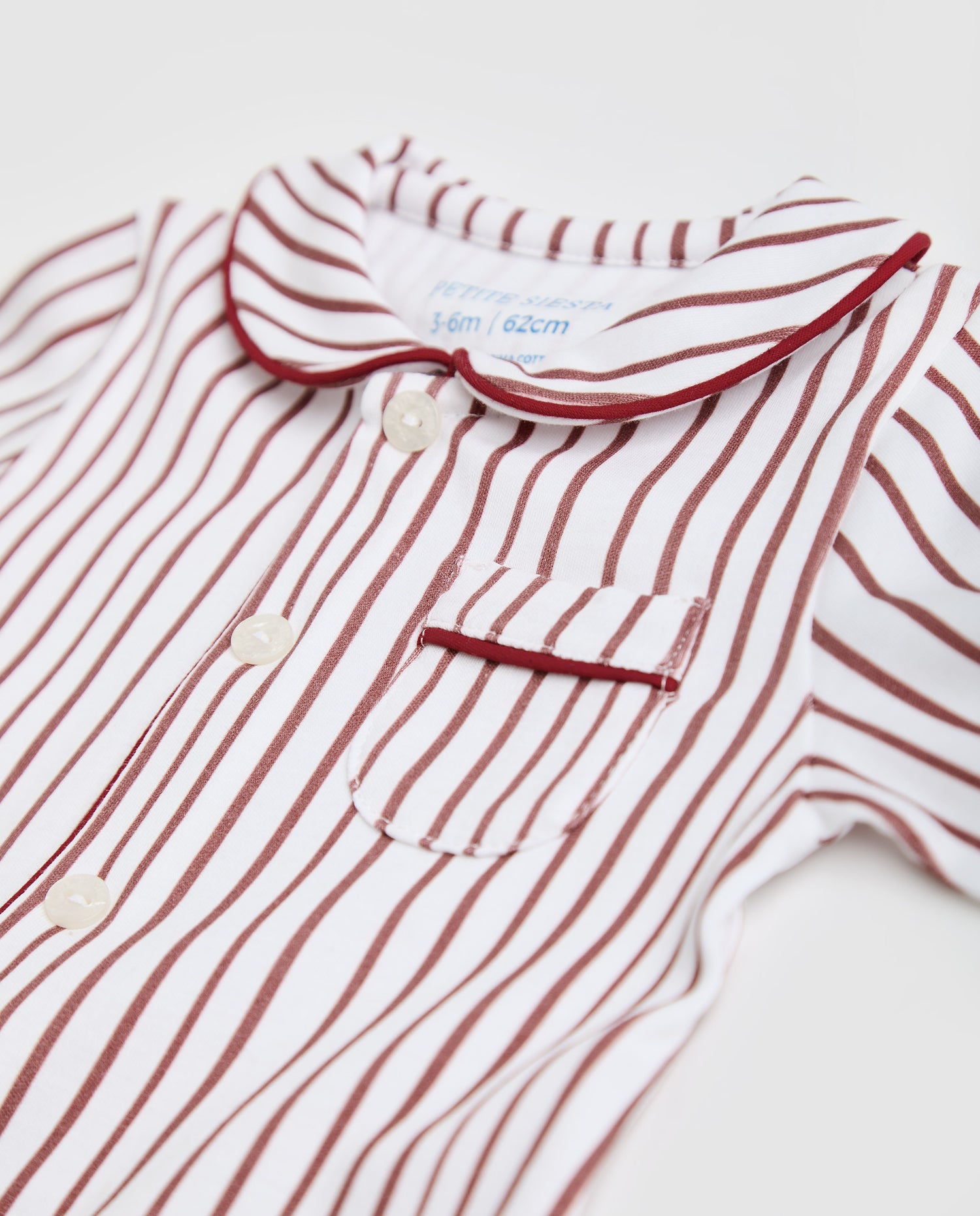 Pyjama bébé rayé bordeaux