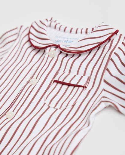 Pyjama bébé rayé bordeaux