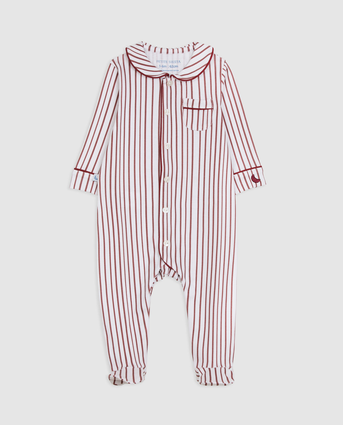 Pyjama bébé rayé bordeaux