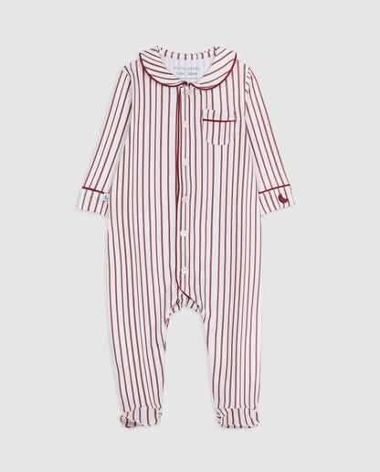 Pyjama bébé rayé bordeaux
