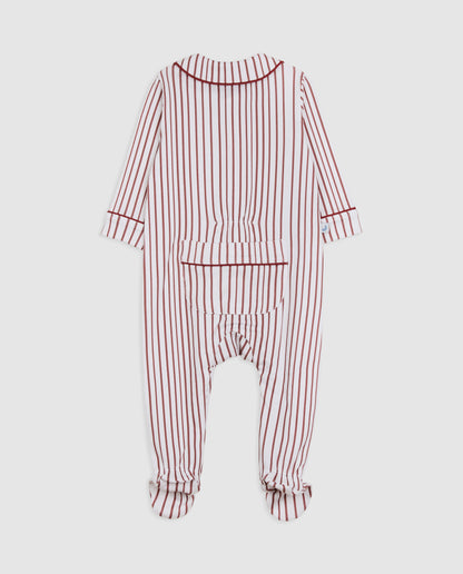 Pyjama bébé rayé bordeaux