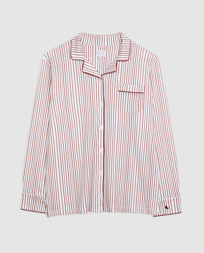 Pyjama chemise rayée bordeaux pour homme