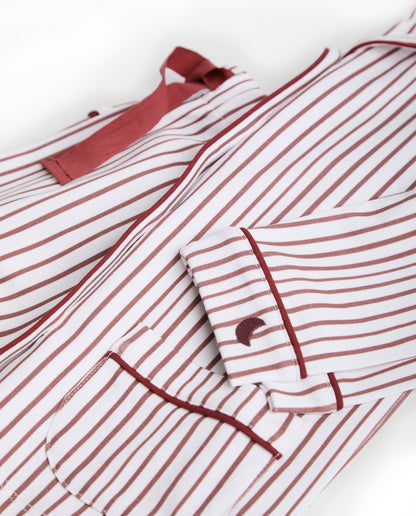 Kids Burgundy Striped Shirt Pyjamas