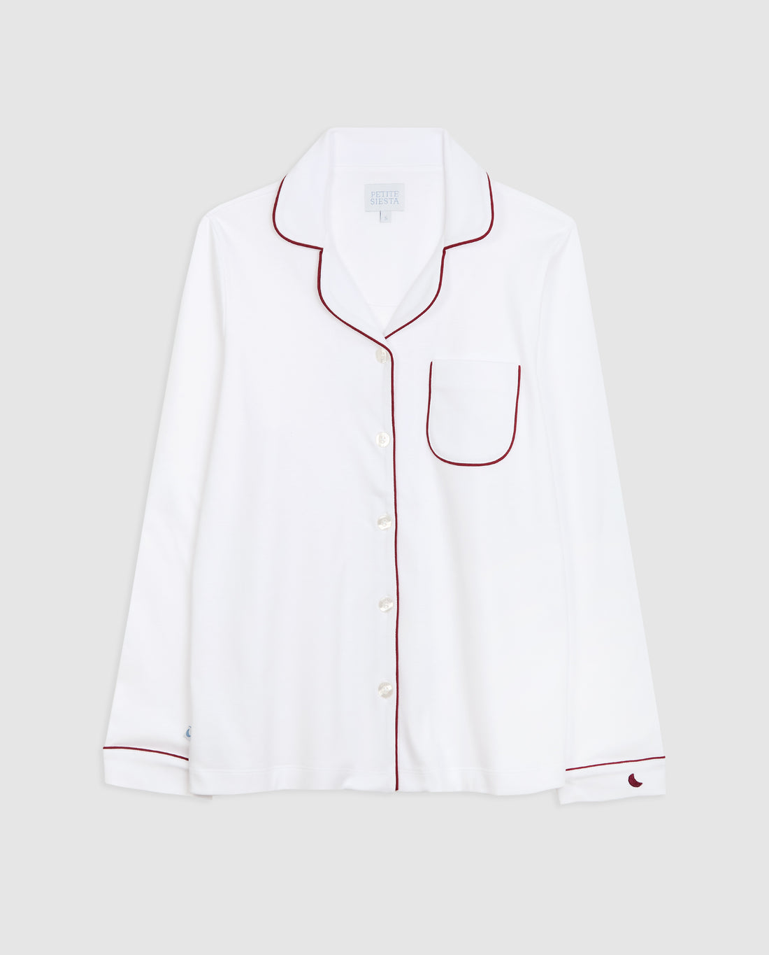 Pijama Mujer Camisero Blanco Burgundy