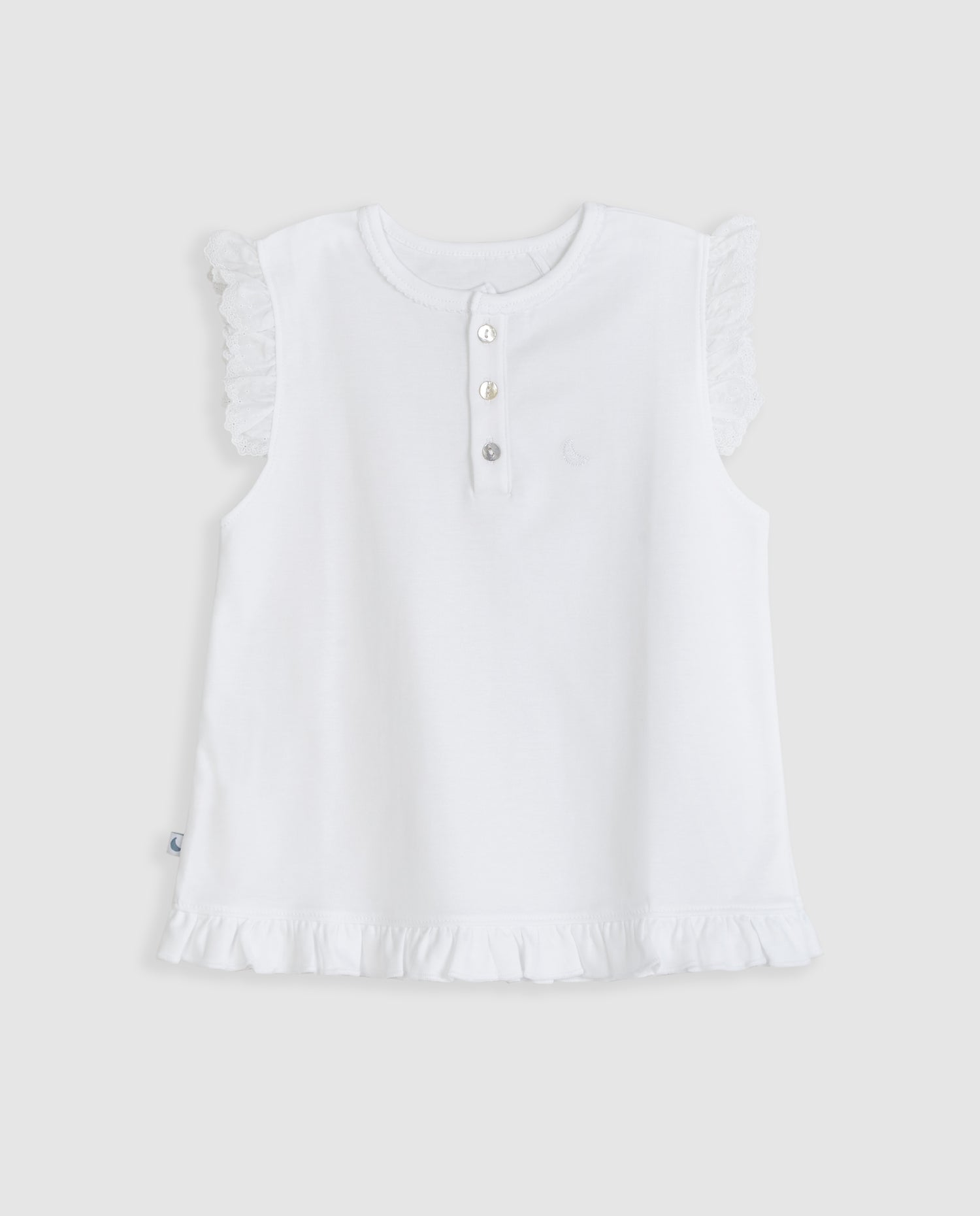 Kids Pajamas with Ruffles and Short Embroidered Strips