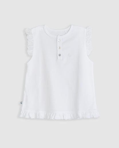 Kids Pajamas with Ruffles and Short Embroidered Strips