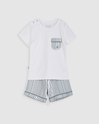 Pijama Kids Rayas Deep Blue Corto