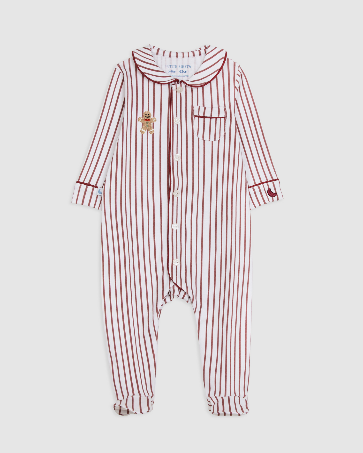 Burgundy Striped Baby Shirt Pajamas