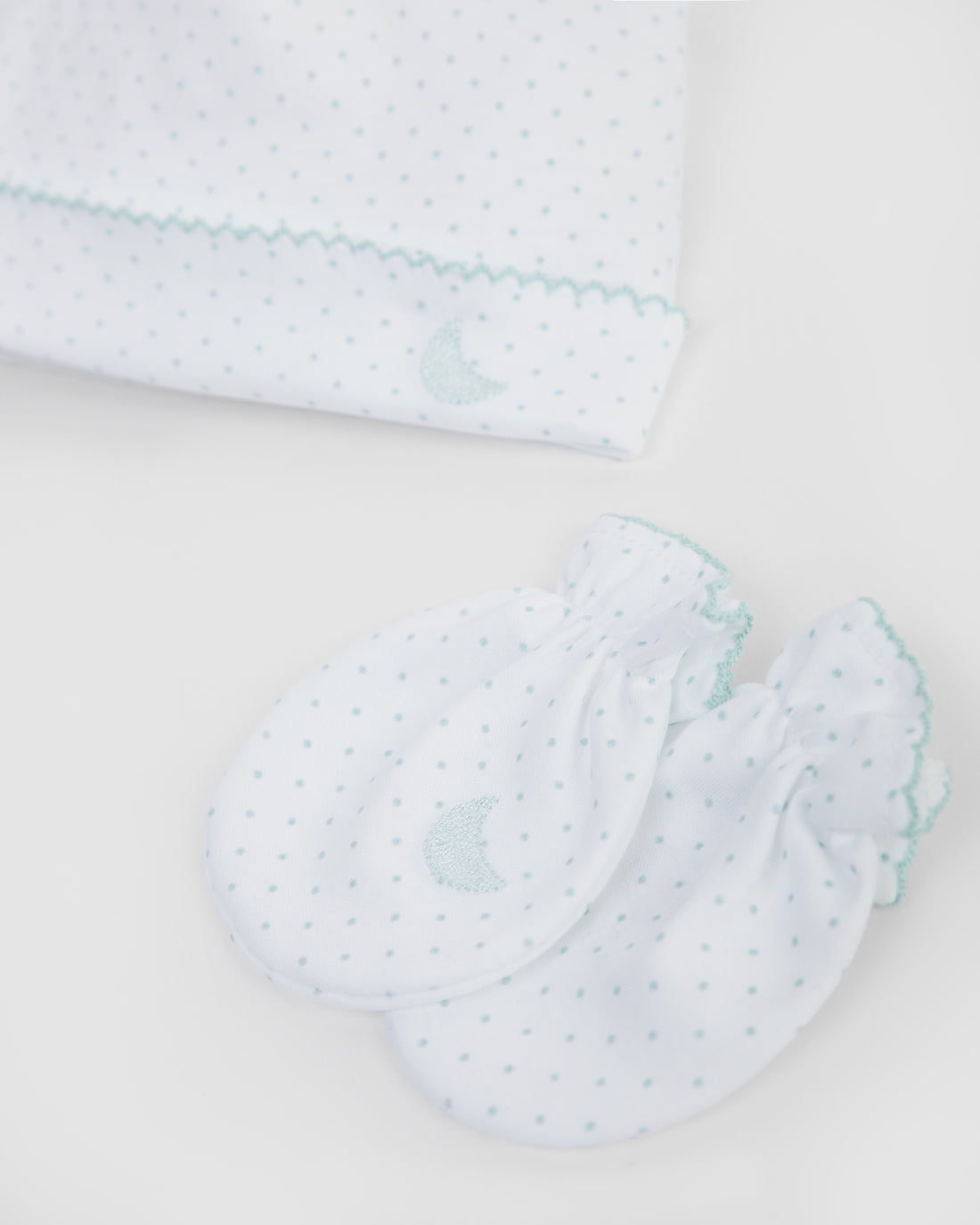 Pack bonnet et mitaines - Pois bleus